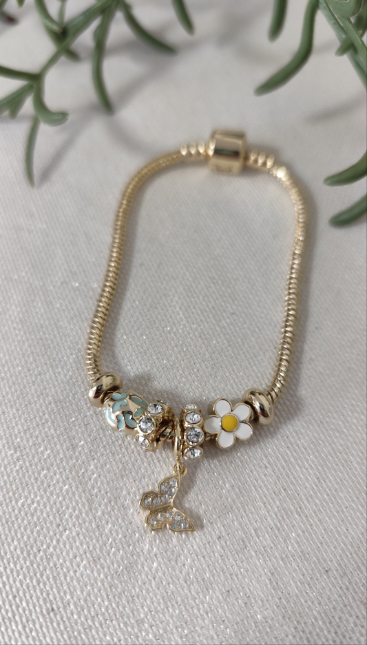 Flower With Mini Butterfly Bracelet