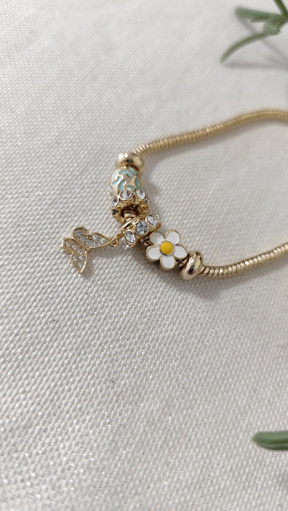 Flower With Mini Butterfly Bracelet