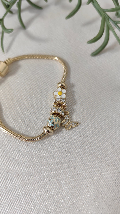 Flower With Mini Butterfly Bracelet